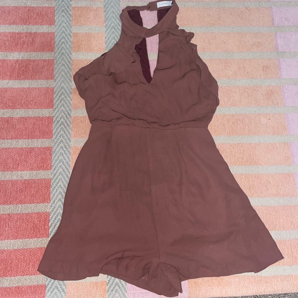 Medium brown ruffle romper